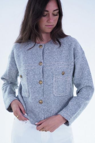 Cardigan gris coutures trompe l'oeil JEFF | Marine