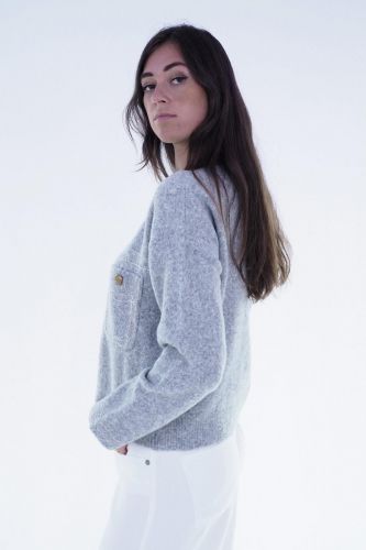 Cardigan gris coutures trompe l'oeil JEFF | Marine