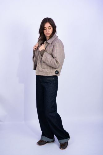 Veste courte à carreaux JOHNY | Marine