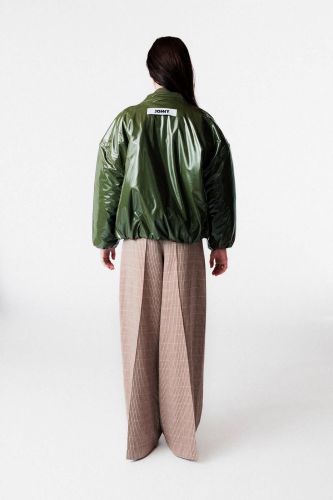 Bomber en cuir vernis vert JOHNY | Marine