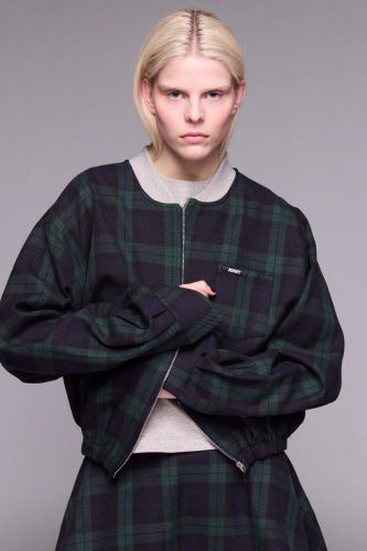 Veste bomber tartan bleu et vert JOHNY | Marine
