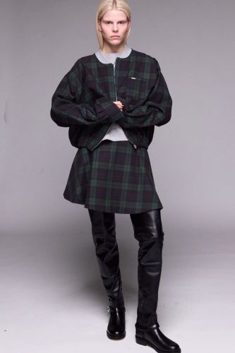 Veste bomber tartan bleu et vert JOHNY | Marine