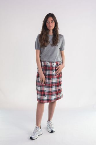 Jupe midi à carreaux JOHNY | Marine