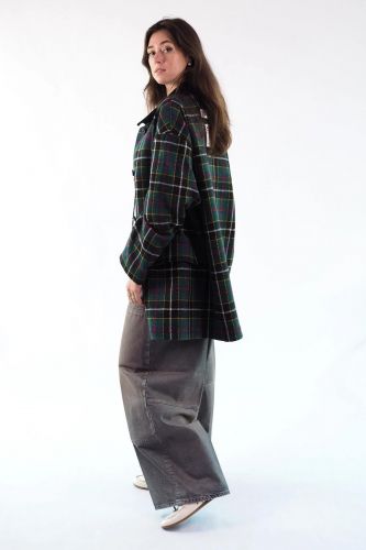 Manteau à carreaux vert en tweed  JOHNY | Marine