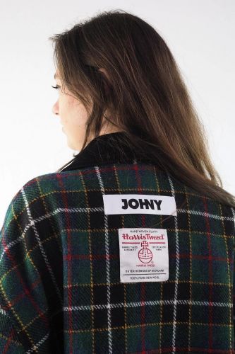 Manteau à carreaux vert en tweed  JOHNY | Marine