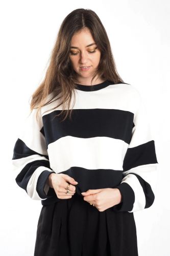 Sweat rayures bleu et blanc 8PM | Marine