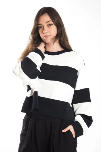 Sweat rayures bleu et blanc 8PM | Marine