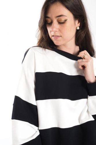 Sweat rayures bleu et blanc 8PM | Marine