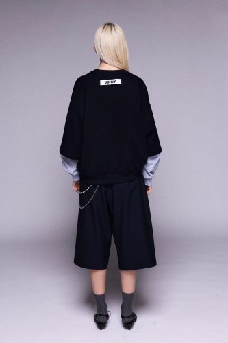 Pull bleu marine avec manches grises JOHNY | Marine