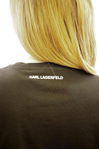 Karl Lagerfeld tee-Shirt Noir femmes (KL-Tee Shirt Karl sequins - 1707 TeeShirt noir sequins) - Marine | Much more than shoes
