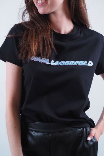 T-shirt noir avec logo KARL LAGERFELD - Femme| Marine
