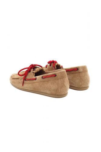 Boatshoe naturel à franges et lacets rouges KENNEL & SCHMENGER | Marine