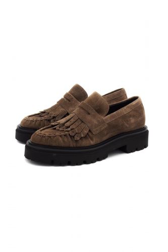 Mocassin à franges en nubuck marron KENNEL & SCHMENGER | Marine