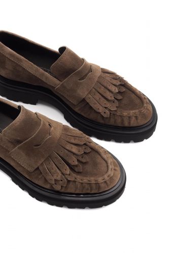 Mocassin à franges en nubuck marron KENNEL & SCHMENGER | Marine