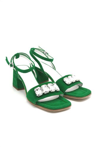 Sandale à talon verte + strass KENNEL & SCHMENGER | Marine