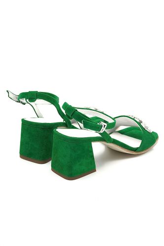 Sandale à talon verte + strass KENNEL & SCHMENGER | Marine