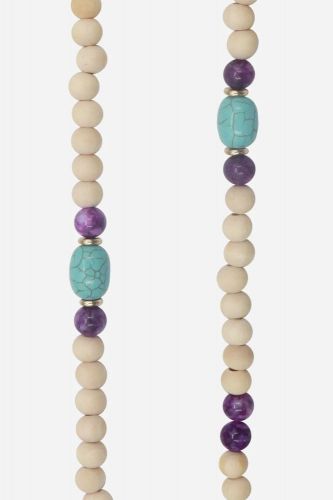 Chaîne bijoux perles bois, turquoises et violettes | Marine
