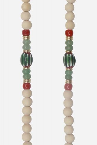 Chaîne bijoux perles bois & verts | Marine
