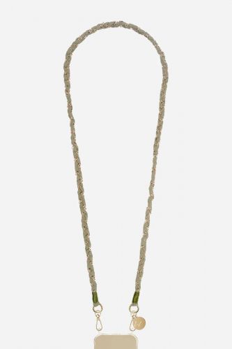 Chaine longue Doha 120 cm tissu kaki et chaine dores mousquetons dores LCF | Marine