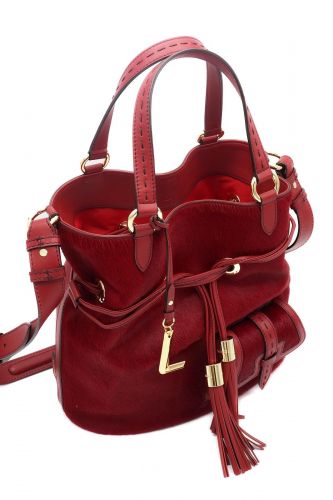 Sac Premier Flirt rouge effet poil avec poche avant édition limitée 150 ans LANCEL | Marine