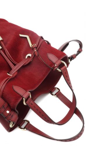 Sac Premier Flirt rouge effet poil avec poche avant édition limitée 150 ans LANCEL | Marine