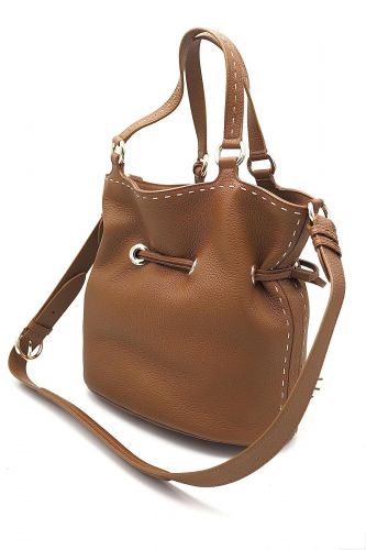 Sac seau en cuir grainé brun LANCEL | Marine