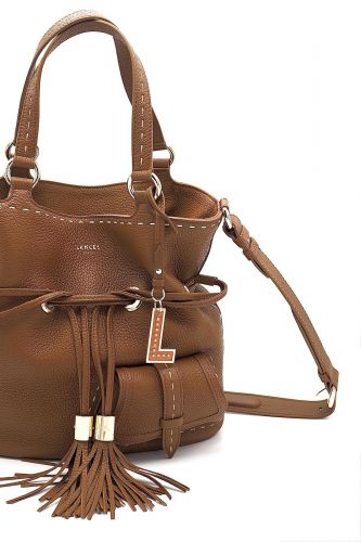 Sac seau en cuir grainé brun LANCEL | Marine