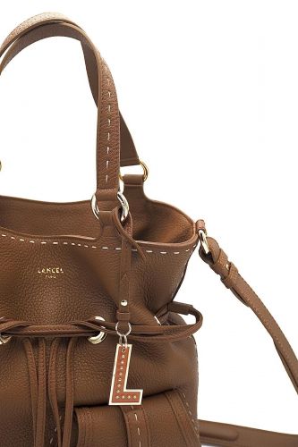 Sac seau en cuir grainé brun LANCEL | Marine