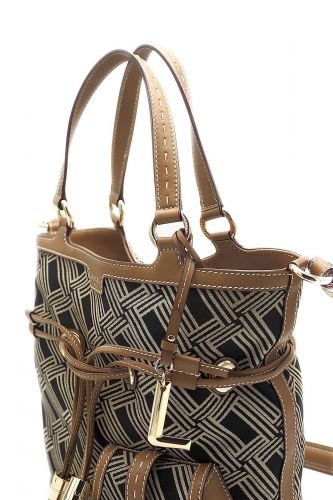Sac seau en cuir & jacquard LANCEL | Marine