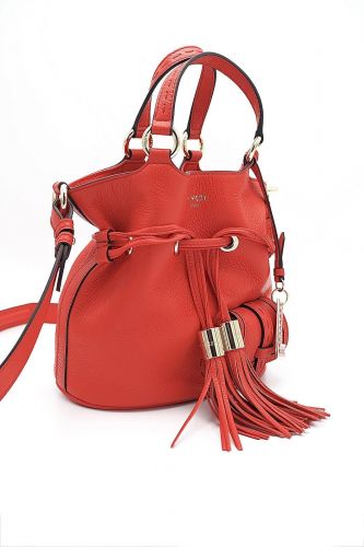 Sac seau en cuir grainé rouge LANCEL | Marine