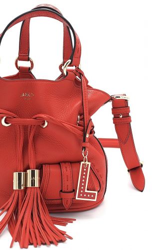 Sac seau en cuir grainé rouge LANCEL | Marine