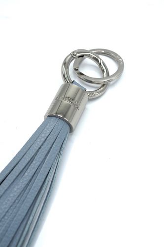 Porte-clé à franges en cuir bleu ciel LANCEL - Femme | Marine 