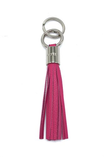 Porte-clé à franges en cuir rose fuchsia LANCEL | Marine 