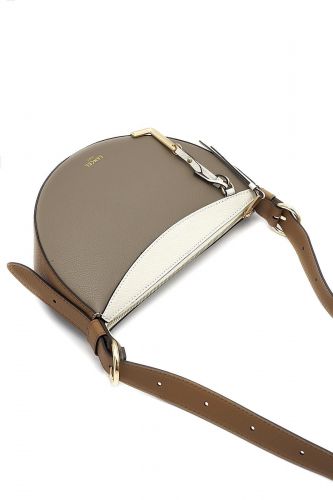 Sac en cuir grainé taupe & blanc LANCEL | Marine