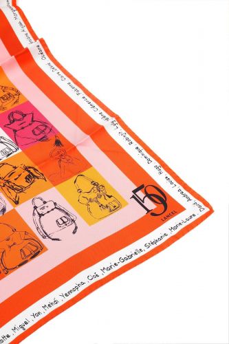 Foulard à motifs sacs rouge et orange édition limitée 150 ans LANCEL | Marine