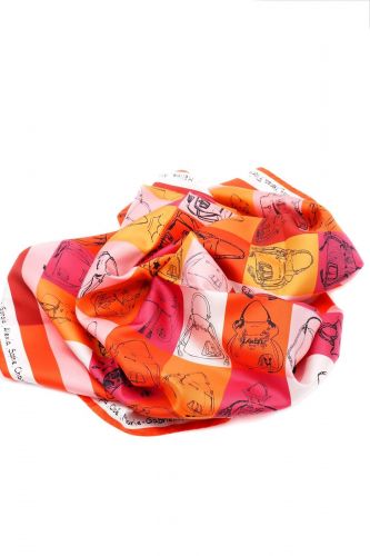 Foulard à motifs sacs rouge et orange édition limitée 150 ans LANCEL | Marine
