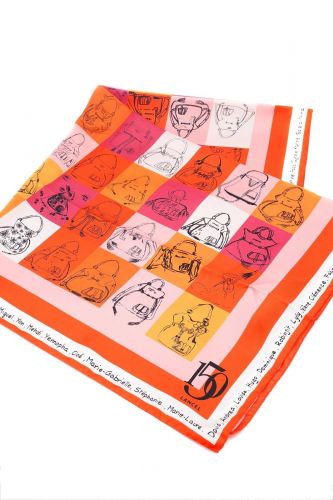 Foulard à motifs sacs rouge et orange édition limitée 150 ans LANCEL | Marine