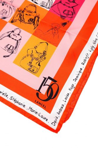 Foulard à motifs sacs rouge et orange édition limitée 150 ans LANCEL | Marine
