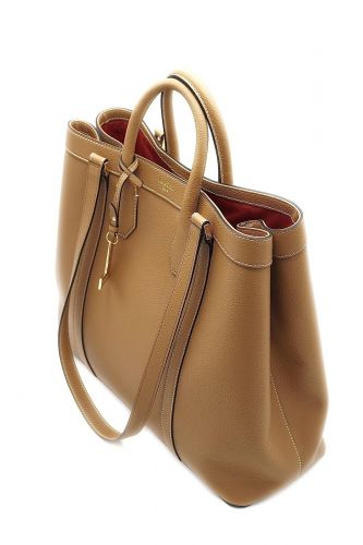 Grand sac cabas en cuir camel LANCEL | Marine