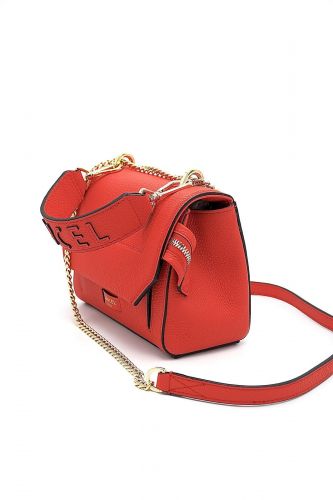 Sac à rabat en cuir rouge LANCEL | Marine