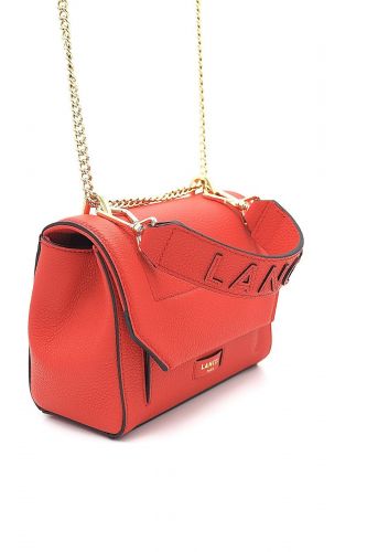 Sac à rabat en cuir rouge LANCEL | Marine