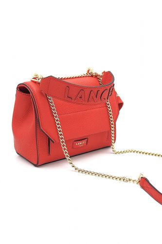 Sac à rabat en cuir rouge LANCEL | Marine