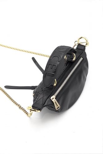 Mini sac banane en python et cuir noir LANCEL | Marine