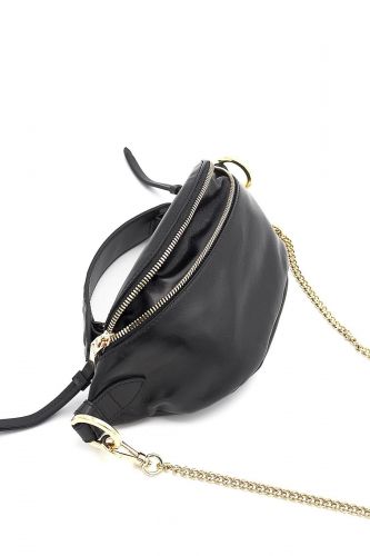 Sac banane en cuir noir 