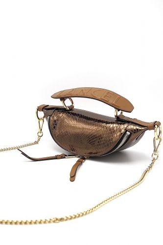 Mini sac banane en python et cuir bronze LANCEL | Marine