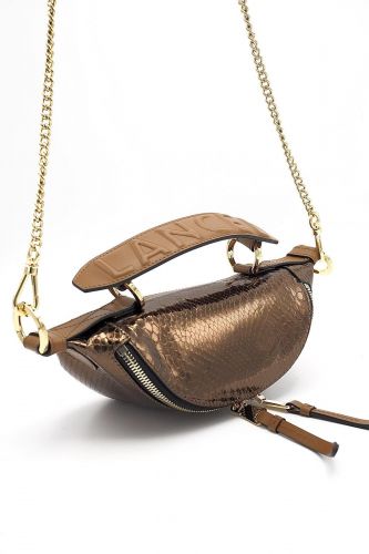 Mini sac banane en python et cuir bronze LANCEL | Marine