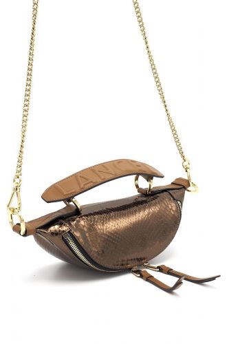 Mini sac banane en python et cuir bronze LANCEL | Marine