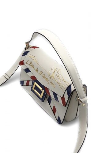 Sac rabat en cuir lisse tricolore LANCEL | Marine