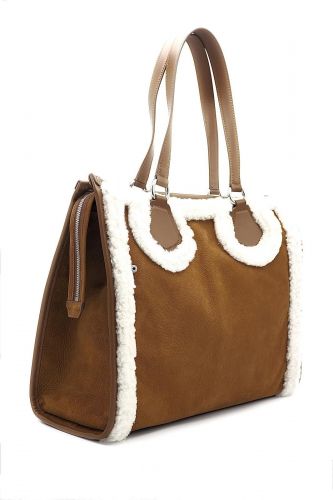 Tote bag en nubuk & mouton retourné LANCEL | Marine