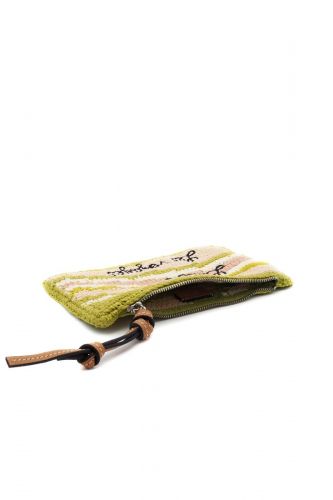 Pochette rafia jaune vert LANCEL | Marine